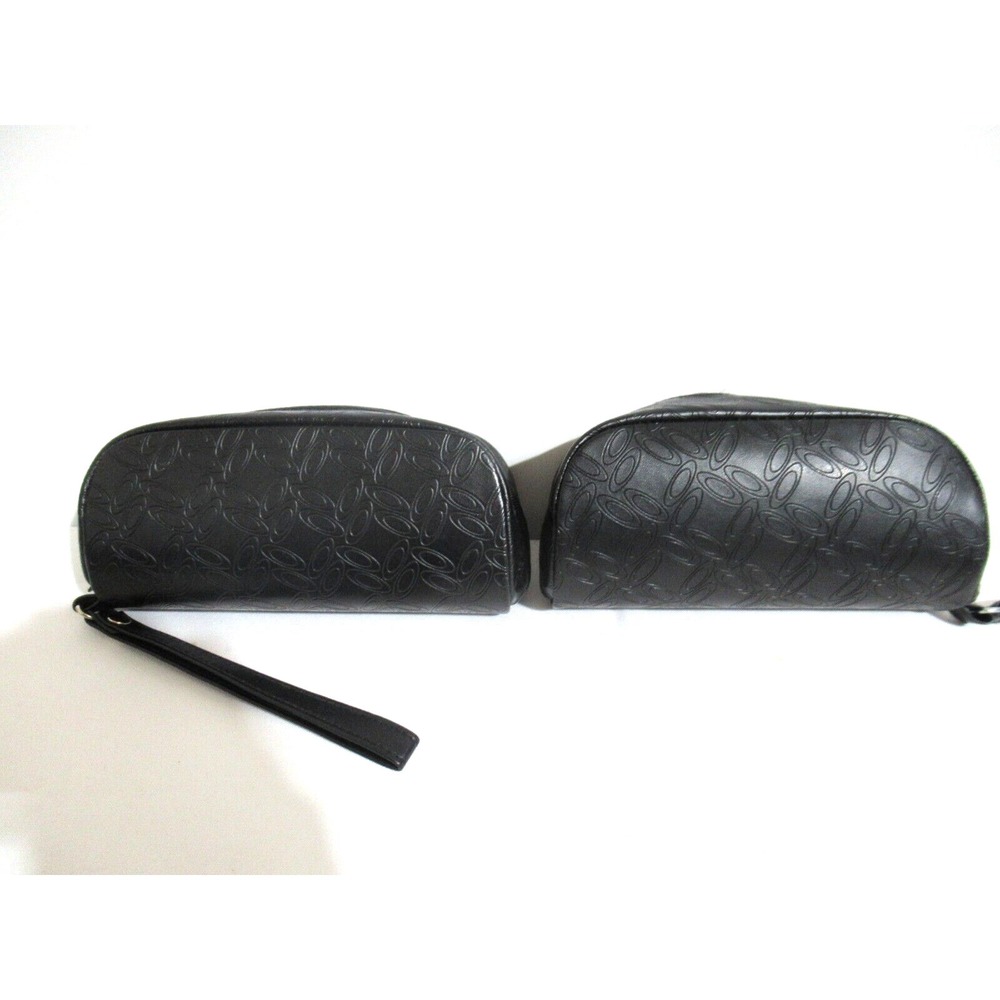 2 Oakley Semi Hard Black Faux Leather Zip Around Sunglass Cases With Straps EUC